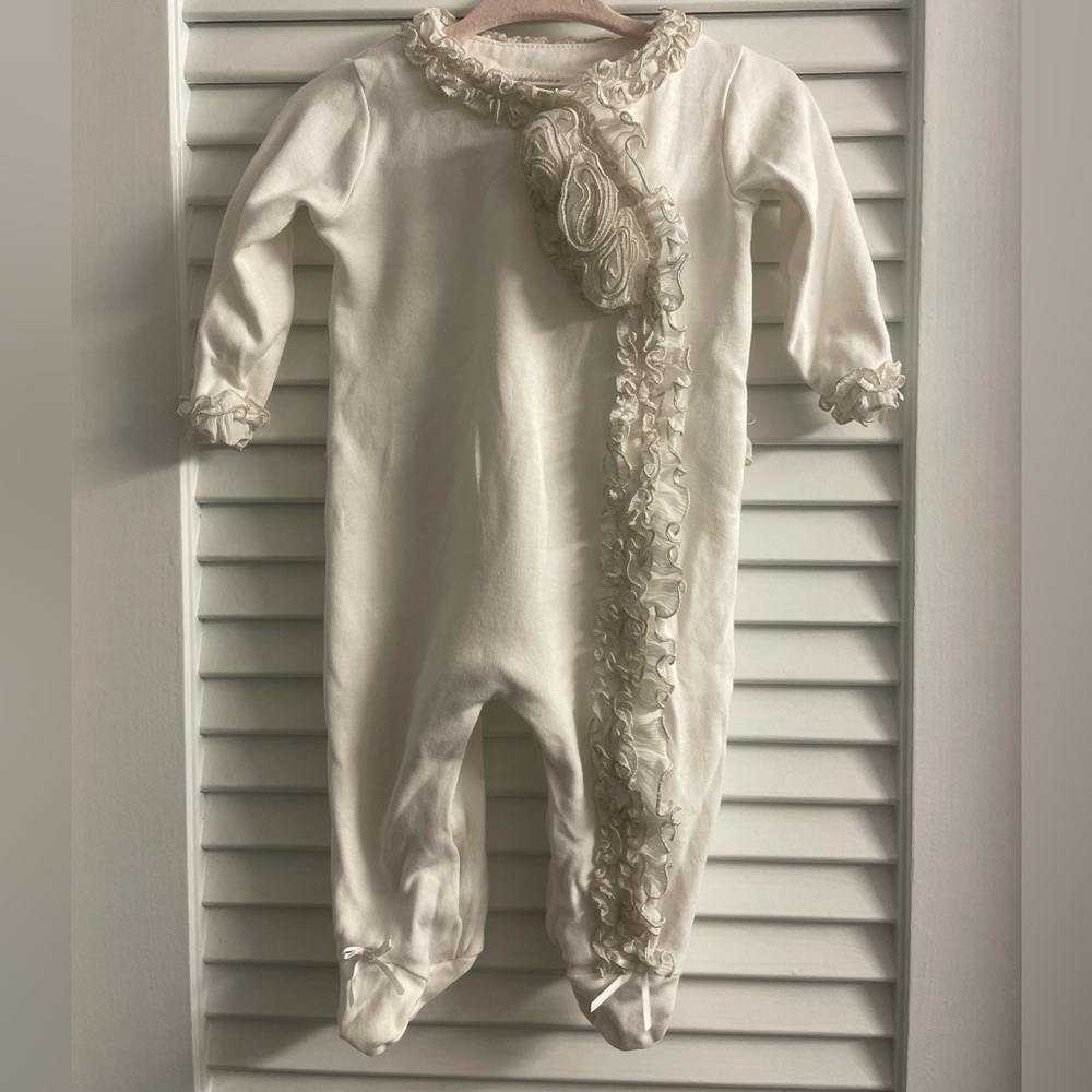 Miniclasix Onesie White/gold/silver Chiffon Rosettes, ribbons & bows Size 6M